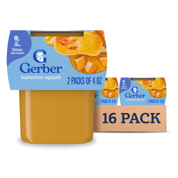 Gerber 2Nd Food Baby Food Butternut Squash Puree, Natural & Non-Gmo, 4 Ounce Tubs, 2-Pack (Pack Of 8)