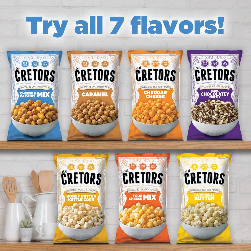 G.H. Cretors Popcorn Farmhouse Butter, 12 Pack, 4.5 oz Each, Snack Size