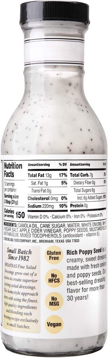 Briannas, Dressing Poppy Seed, 12 Fl Oz