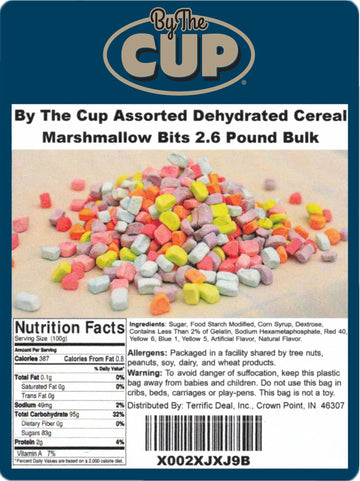 By The Cup Assorted Dehydrated Cereal Marshmallow Bits, 2.6 Lb Bulk Bag