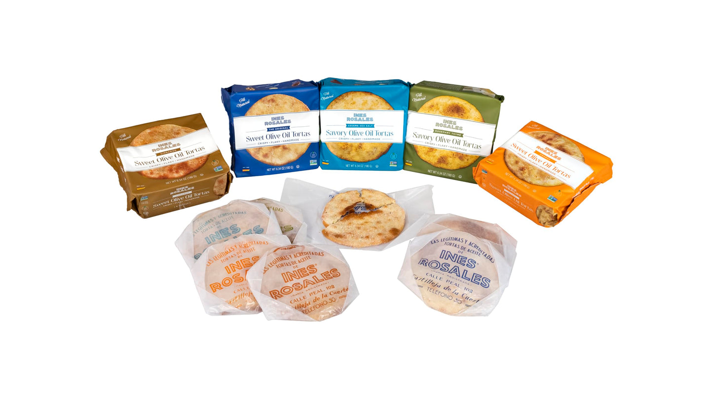 Ines Rosales Seville Orange Tortas, Mediterranean Crisps, 6.34 Oz (Pack of 5), Individually Wrapped, Model 654883009546