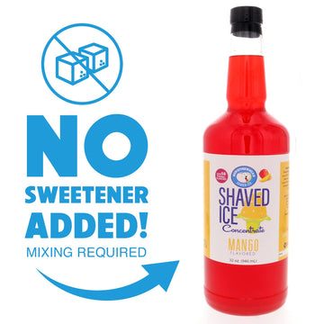 Hypothermias Mango Shaved Ice and Snow Cone Syrup Concentrate - 32 Fl Oz (Makes 8 Gallons) - Unsweetened