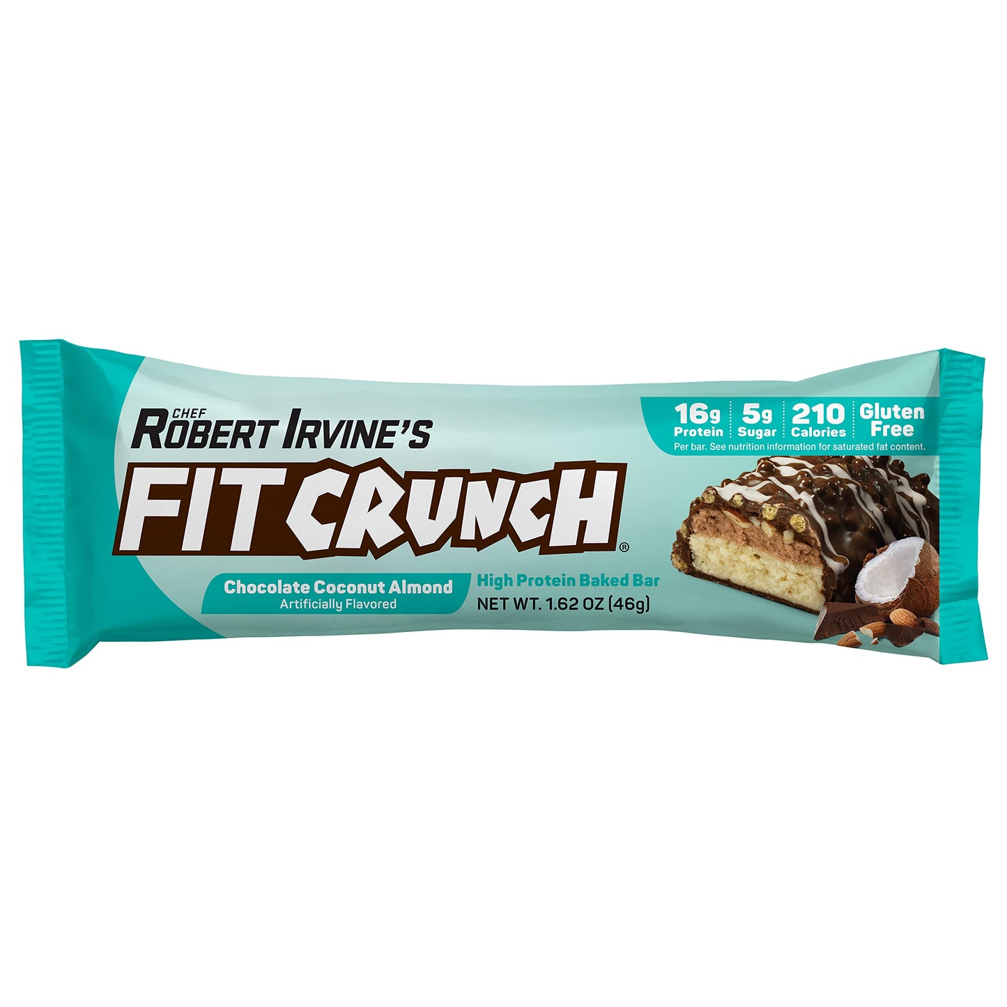 FITCRUNCH Snack Size Protein Bars, 6-Layer Baked Bar, 5g of Sugar & Soft Cake Core (18 Bars, Chocolate Coconut Almond)