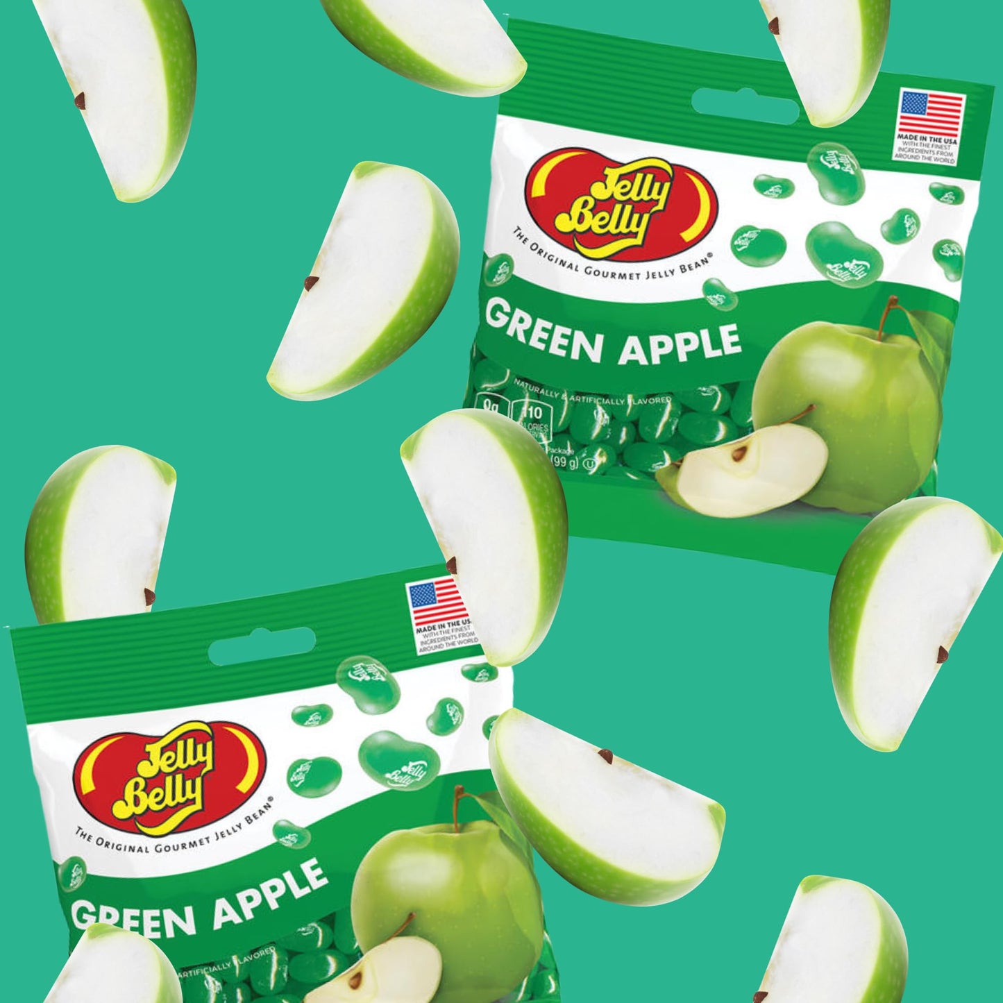 Sweetzo Green Apple Jelly Beans, Individually Wrapped, 3.5 Ounces, Pack of 2