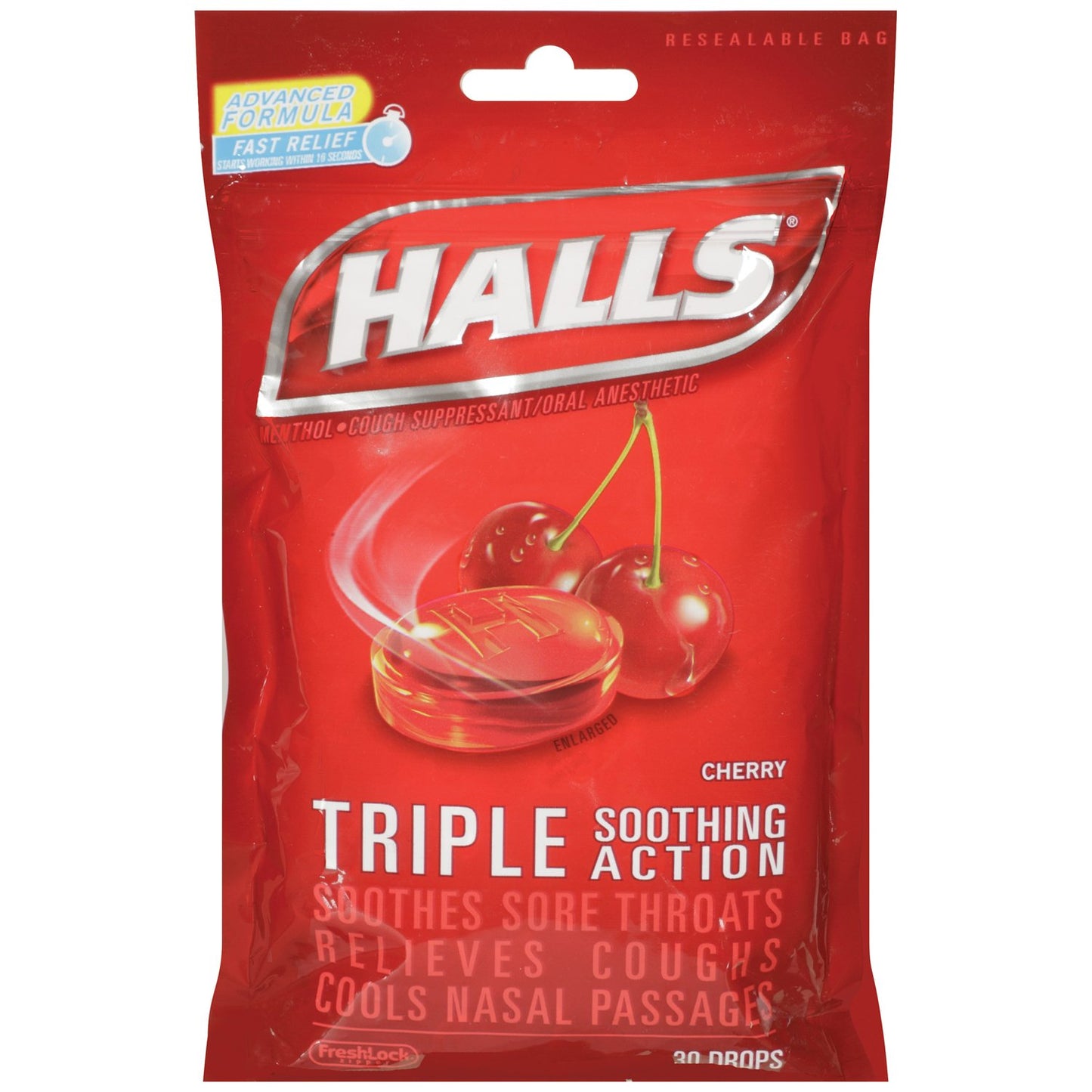 Halls Cherry Bag, 12-Count Packages