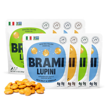 BRAMI Lupini Beans Snack Pack, Variety | 7g Plant Protein, 0g Net Carbs | Vegan, Vegetarian, Keto, Plant Based, Mediterranean Di