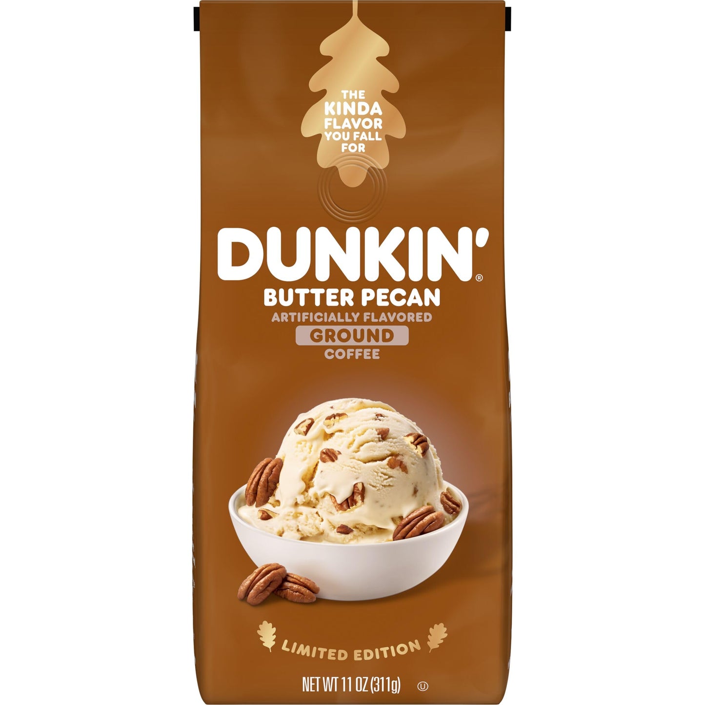 Dunkin Butter Pecan Artificially Flavored Coffee, Ground Coffee, 11 oz. Bag