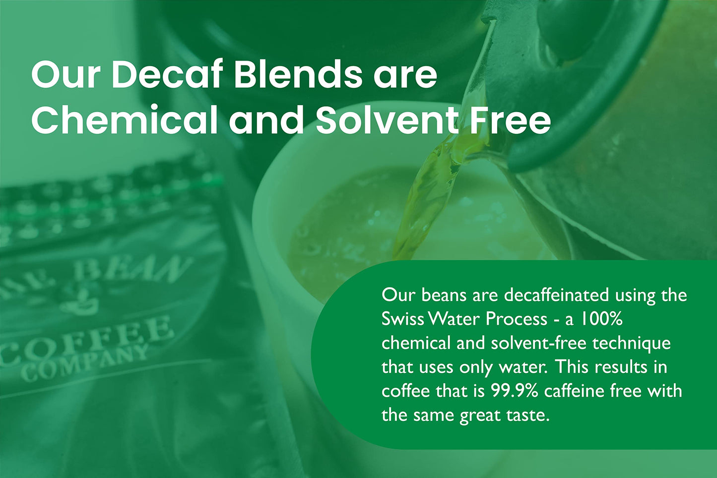 The Bean Organic Coffee Company Water Processed Decaf California Blend, Medium Roast, Ground Coffee, 16-Ounce Bag, Caf Molido