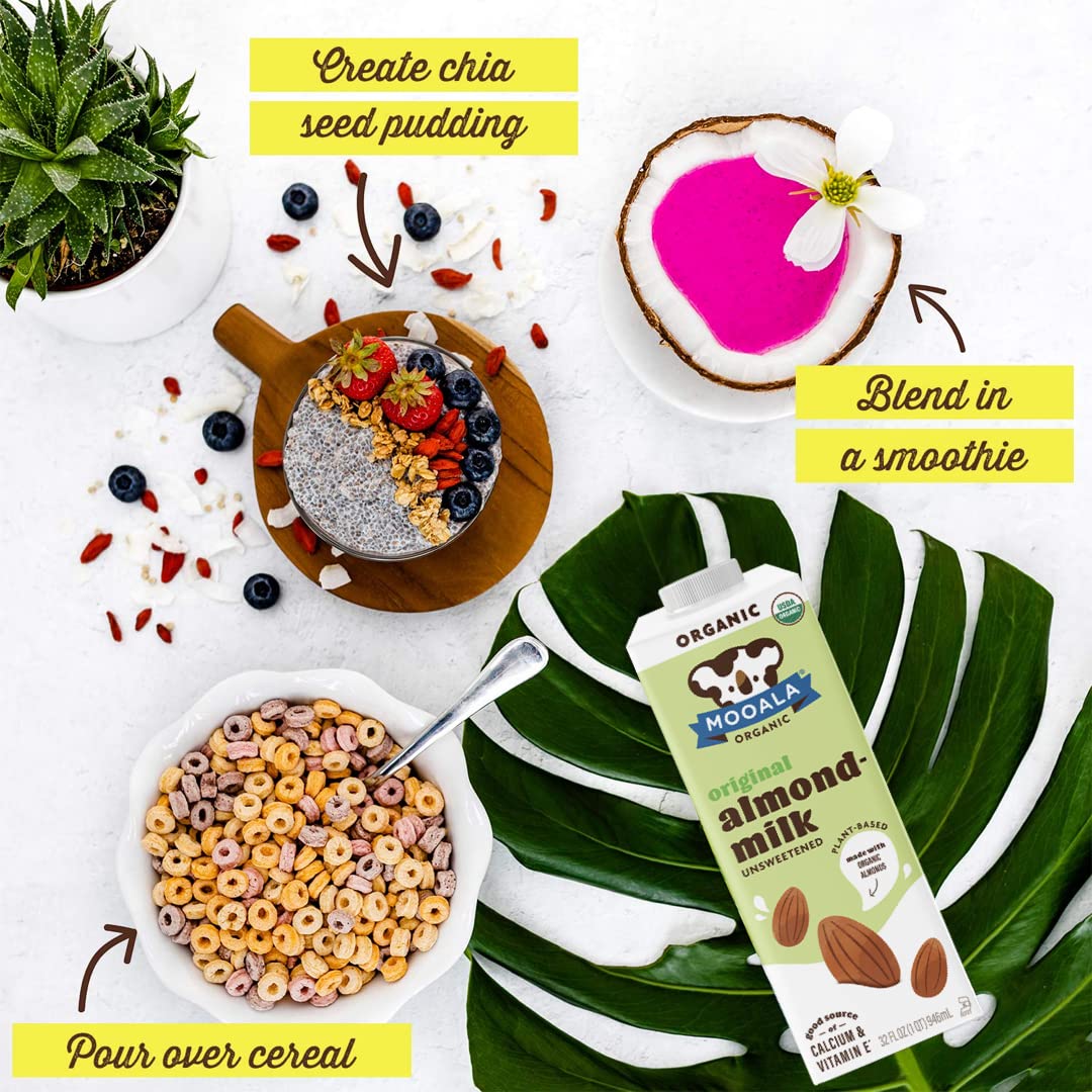 Mooala - Organic Almondmilk, Unsweetened, 32Oz (Pack Of 6) - Shelf-Stable, Non-Dairy, Gluten-Free, Vegan & Plant-Based Beverage