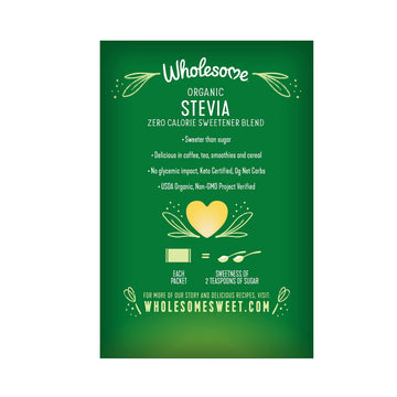 Wholesome Sweeteners Organic Stevia, 1000 Count Packets, Zero Calorie Sweetener Blend, Keto Friendly, Non Gmo, Gluten Free & Veg