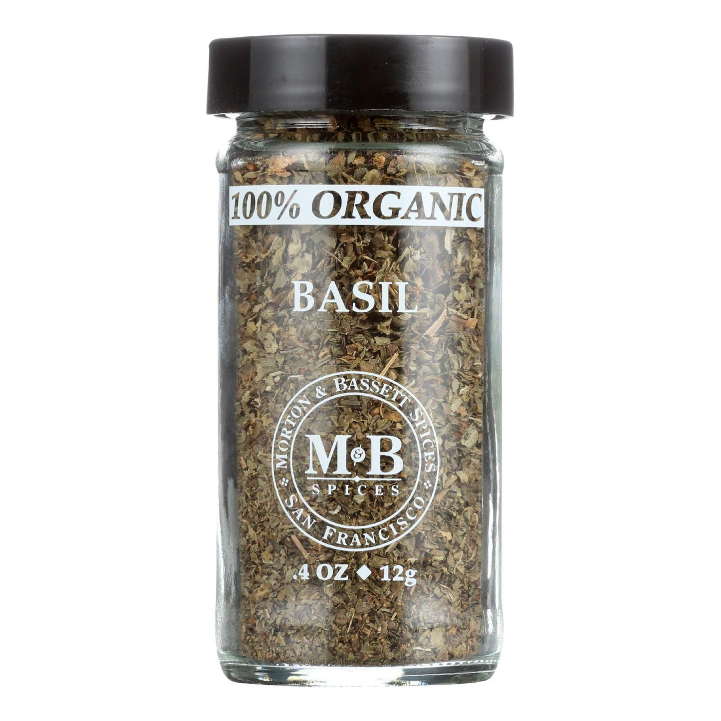 & Bassett 100% Organic Basil | Sweet & Fragrant Herb For Italian & Mediterranean Dishes | Gluten Free Salt Free Non-Gmo | 0.4 Oz Jar