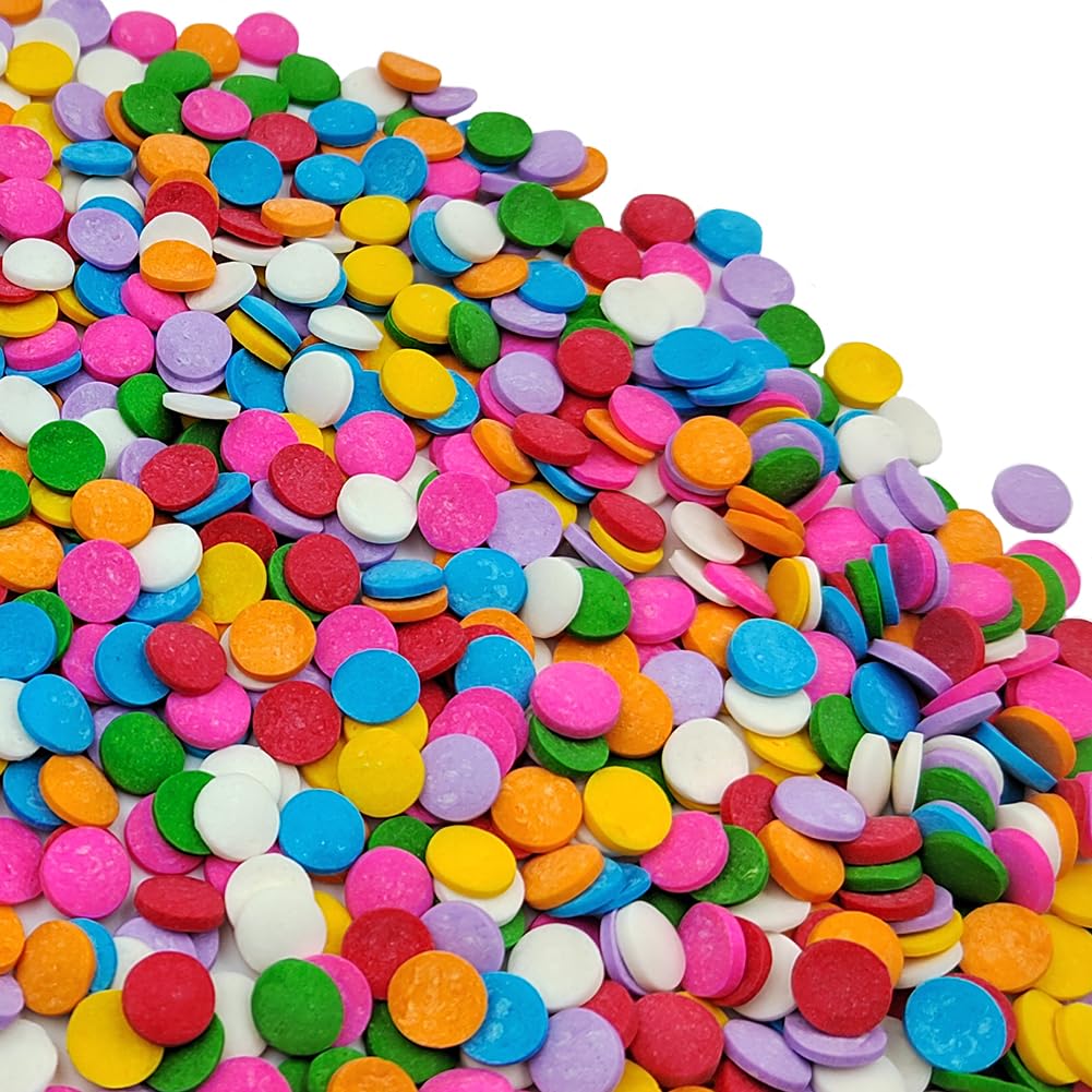 Homankit Edible Sprinkles For Celebration Pink Red Yellow Green Blue Orange White 8Mm Confetti Sprinkles Baking Cake Cupcake Ice Cream Cookie Decoration 2.82 Ounces
