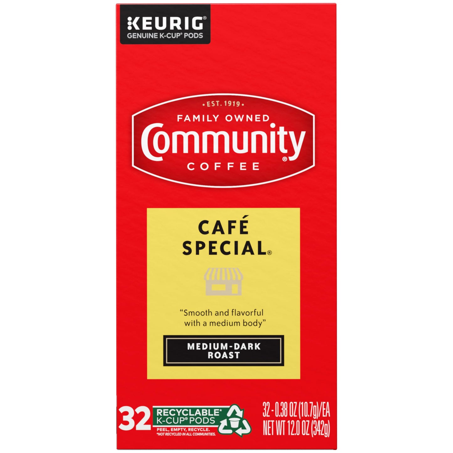 Community Coffee Caf Special, Medium-Dark Roast, Single-Serve Keurig K-Cup Pods, 32 Count (Pack Of 4)