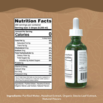 Wisdom Natural Brands Stevia Liquid Sweet Drops - Hazelnut Flavored Drops, Stevia Liquid Sweetener, Zero-Calorie, Sugar-Free Syr