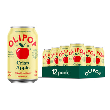 Olipop - Crisp Apple Sparkling Tonic, A New Kind Of Soda, Prebiotic Soft Drink, 9G Of Dietary Plant Fiber, Botanical-Rich, 5G Sugar Per Can, Caffeine-Free, Low-Calorie, Vegan, Non-Gmo (12Oz, 12-Pack)