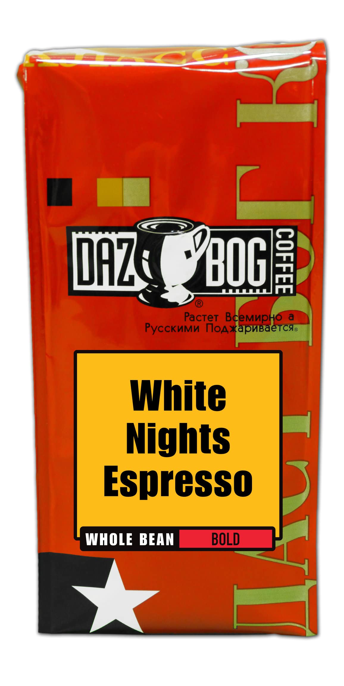 Dazbog Coffee | White Nights Espresso Blend | Whole Bean Coffee | 11 Oz. | Thick, Rich & Creamy Start | Deep, Well Rounded Flavor | Vacuum Sealed Freshness
