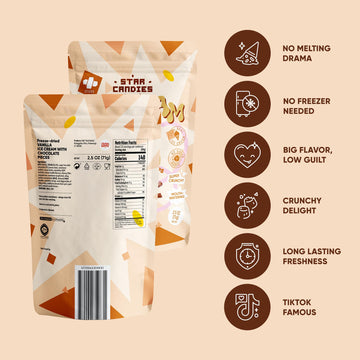 STAR CANDIES Freeze Dried Ice Cream Vanilla Chocolate 3 Pack | No Melting, Crunchy Camping Food, No Added Sugar