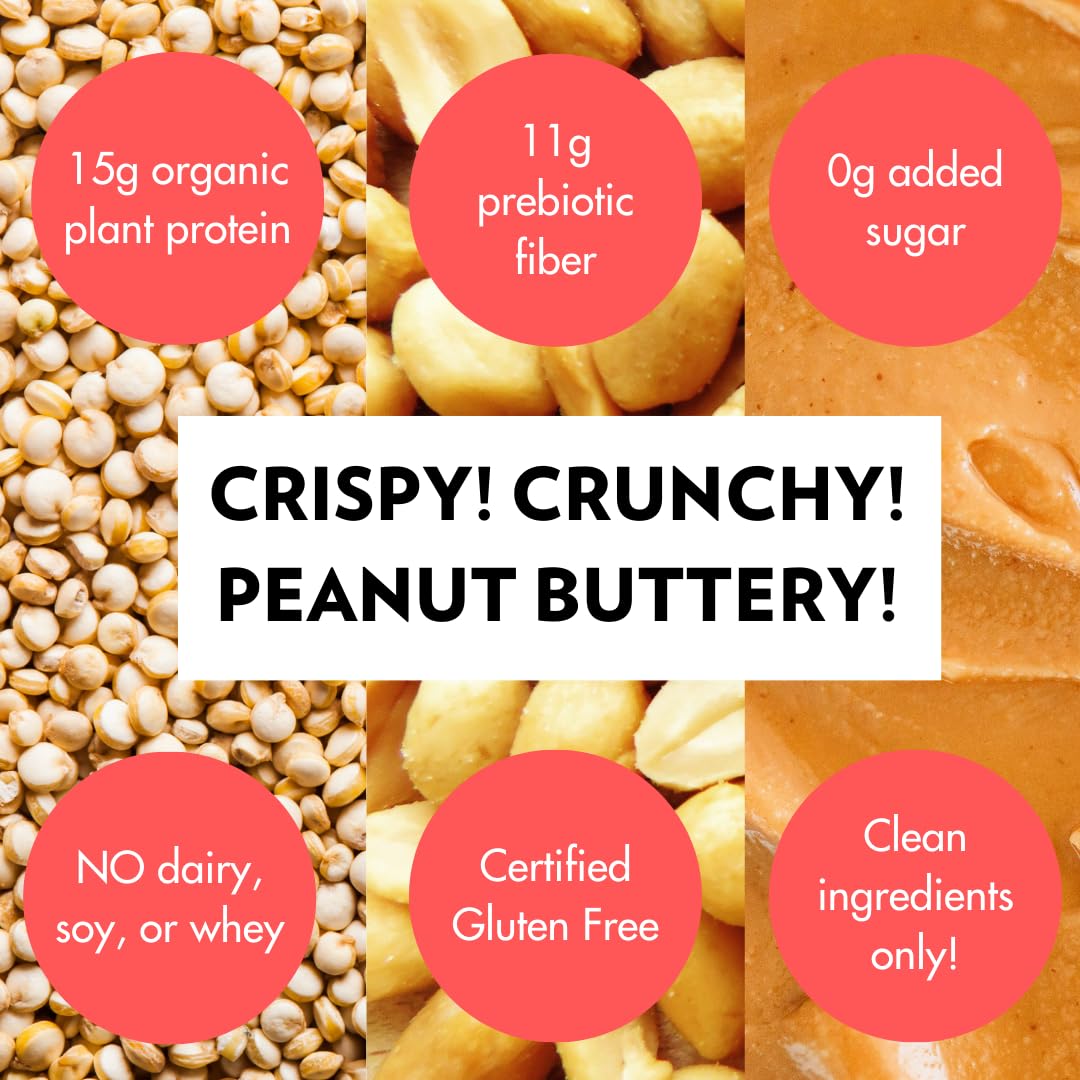 B.T.R. Vegan Keto Protein Bars - Peanut Butter Crunch - 12 Pack - Low Carb, Gluten-Free, High Fiber