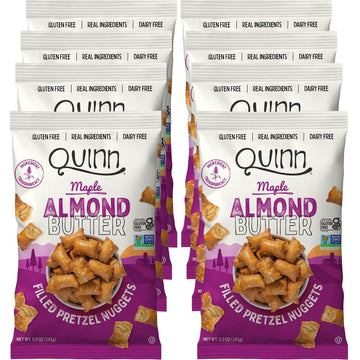 Quinn Maple Almond Butter Filled Pretzel Nuggets - Made with Real Ingredients, Whole Grain Sorghum, Sea Salt, Vegan, Gluten Free