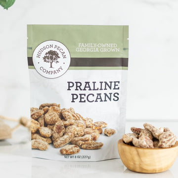 HUDSON PECAN COMPANY: Praline Roasted Georgia Pecans | Candied Gourmet Delight, Irresistible Southern Sweetness (Perfect for Sna