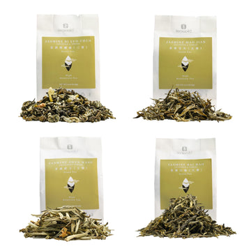 Iteaworld Jasmine Green Tea Loose Leaf Samplers Set, With Different Flowery Aromas, No Sweetener, Sweet After Taste, 4 Different