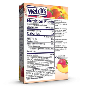Welch'S Strawberry Peach Singles To Go Drink Mix, 0.48 Oz (Pack Of 24)
