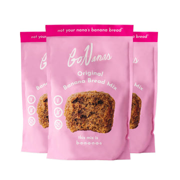Gonanas Original Oat Flour Banana Bread Mix, Suitable For Plant Based Vegan Diets, Gluten Free Dairy Free Snacks, Healthy Snacks For Mature-Themeds, Muffin Mix, Nut Free, Cupcakes Dessert, Non-Gmo, 3Pk