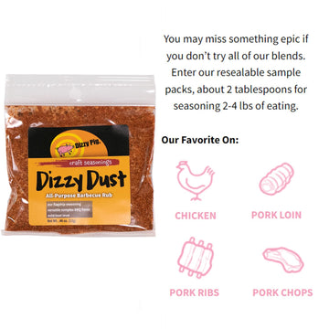 Dizzy Pig Dizzy Dust All-Purpose Barbecue Seasoning Rub (Sample) - Seasons 2-4 Lbs Of Food - Hand Made In The Usa - Msg Free, Gluten Free