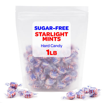 Sugar Free Starlight Mints - 1 Pound Pack (About 90 Count) - Peppermint Hard Candy - Individually Wrapped Sugar Free Mints
