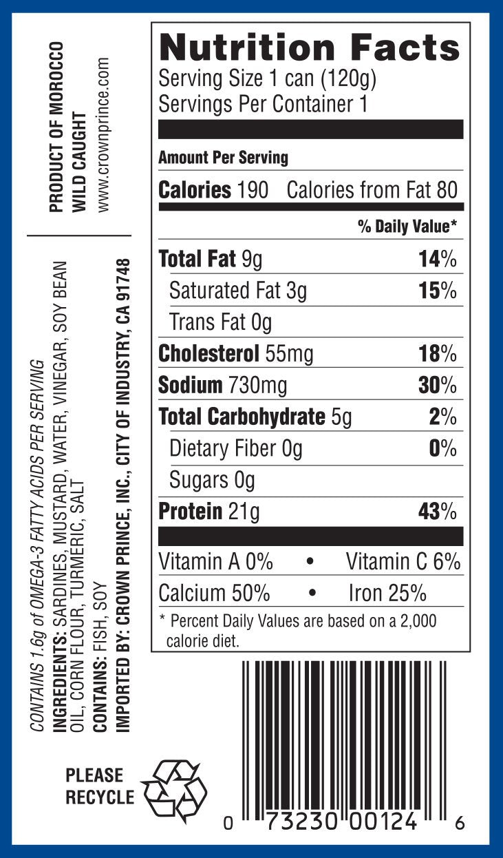 Ocean Prince Sardines in Mustard, 4.25-Ounce Cans (Pack of 12)