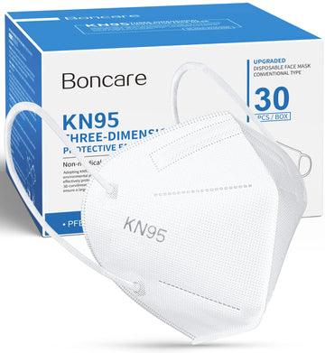 Boncare Kn95 Face Mask 30 Pcs, 5-Layer Face Mask For Men & Women, Updated Breathable, Comfortable (White)