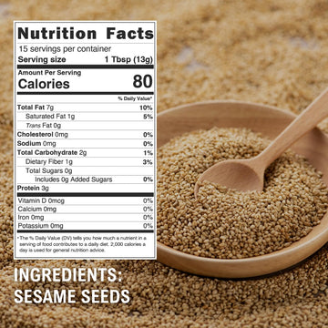 Asiatic Dishes Toasted White Sesame Seeds, Whole Roasted, Crunchy, 7oz Bottle