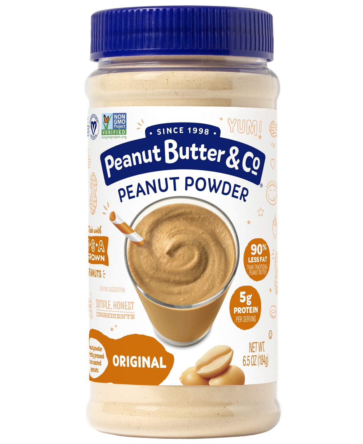 Peanut Butter & Co. Original Peanut Protein Powder, Non-Gmo Project Verified, Gluten Free, Vegan, 6.5 Oz Jar