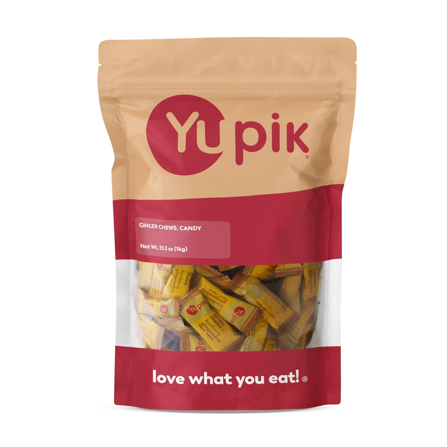 Yupik Ginger Chews, Candy, 2.2 lb (35.2 oz), Gluten-Free, Individually Wrapped Candies, Soft & Chewy Bites, Made with Real Ginge