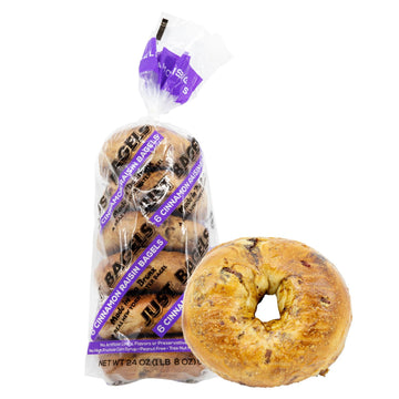 Just Bagels - Cinnamon Raisin Bagels - 2 Packs Of 6 Bagels Per Pack - 12 Total Non-GMO.