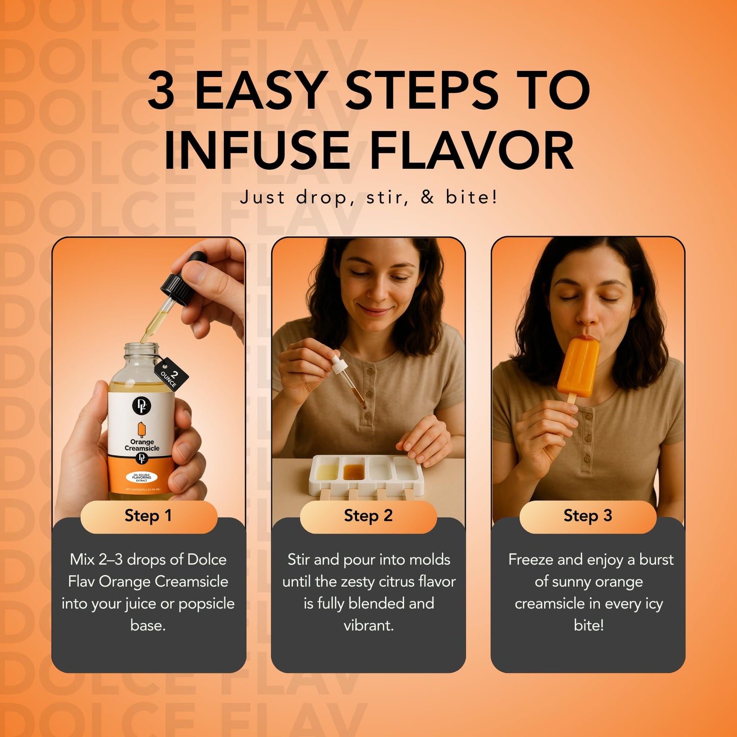 Dolce Flav Orange Creamsicle Extract - Oil-Soluble Flavoring for Candy, Baking, Lip Balm, Ice Cream - 8 Oz.