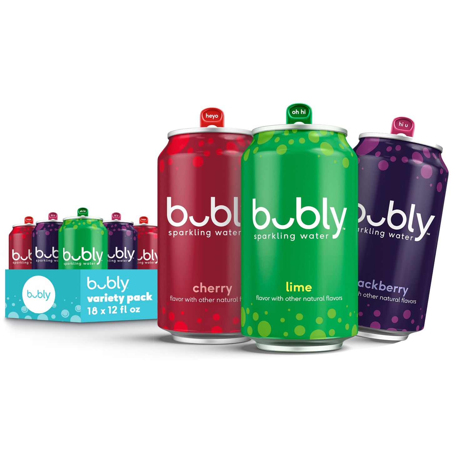 Bubly Sparkling Water, Lime Yours 3 Flavor Variety Pack (Lime, Cherry, Blackberry), Zero Sugar & Zero Calories, Seltzer Water, 1