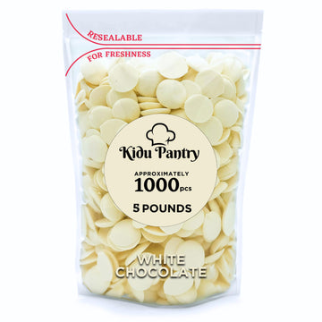 Kidu Pantry Melting Chocolate Wafers Bulk In Resealable Bag (White, 5 Pound)