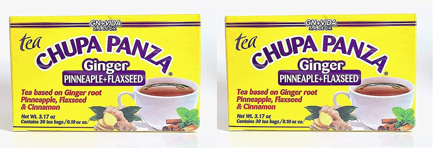 Tea Chupa Panza, Tea Based Onginger Root, Pinneapple, Flaxseed & Cinnamon (30 Tea Bags/0.10 Oz Each) (2-Pack)