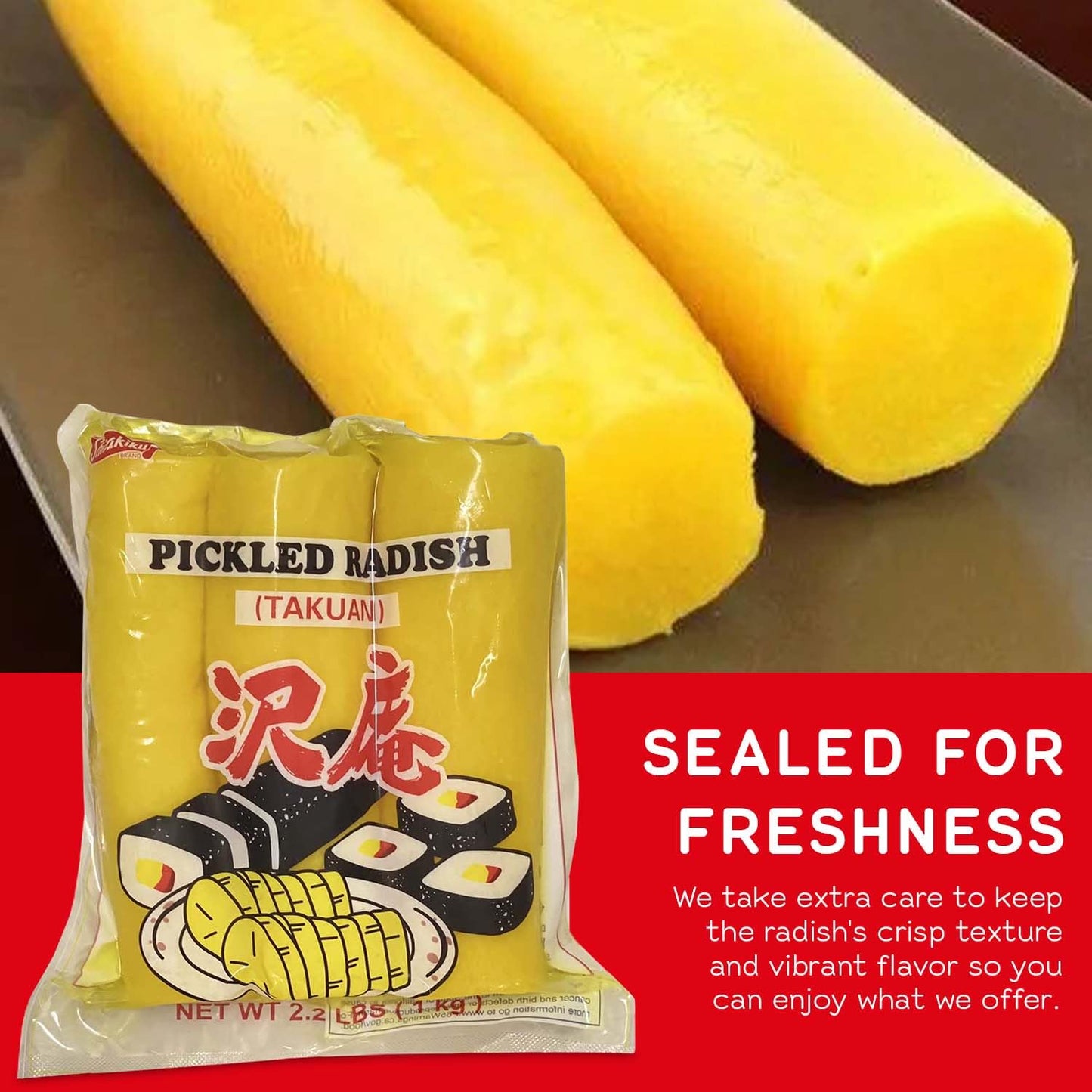 Shirakiku Pickled Radish Takuwan | Japanese Pickle | 2.2 Pound Pack