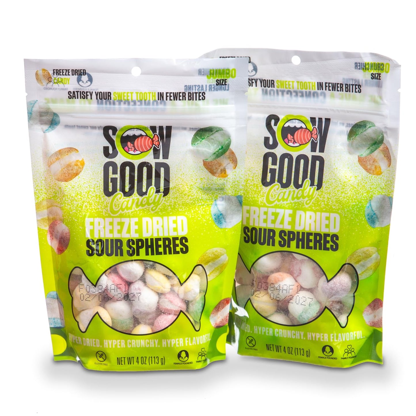 SOW GOOD Freeze Dried Sour Candy - Sour Spheres 2 Pack for Snacking & Parties