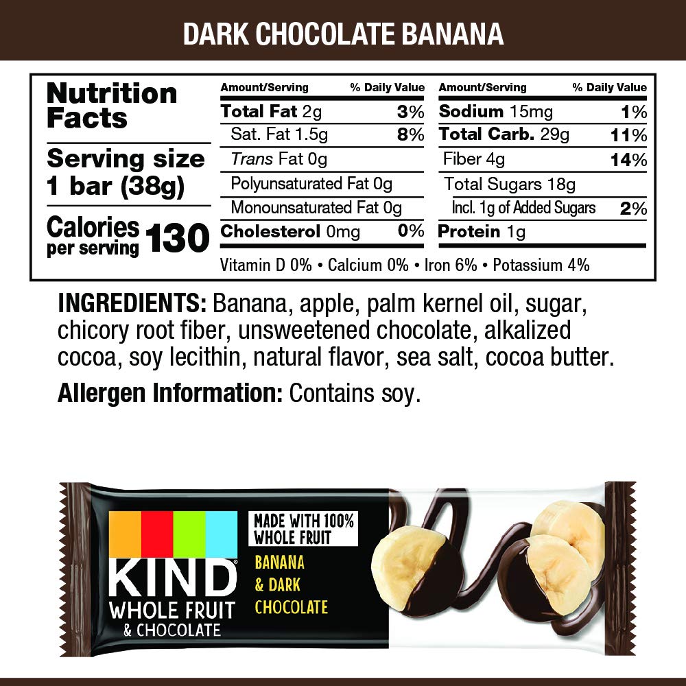 Kind Whole Fruit Bars, Chocolate Banana, 12 Count