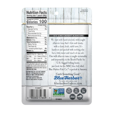 Blue Harbor Fish Co. Wild Albacore Tuna in Water with Sea Salt - 3 oz Pouch (Pack of 12)