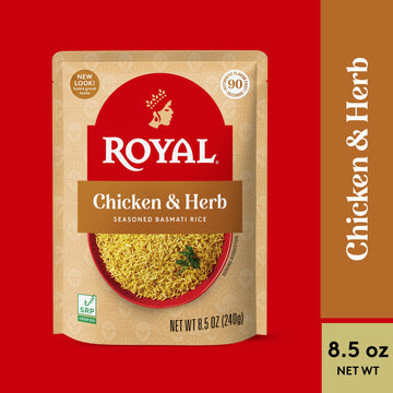 Royal - Ready To Heat Rice - Authentic Chicken & Herb, 4 Count