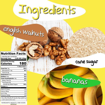 Crazy Go Nuts Walnuts - Banana, 1.25 Oz (6-Pack) - Healthy Snacks, Vegan, Gluten Free, Superfood - Natural, Non-Gmo, Ala, Omega