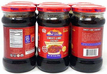 Rani Lime Sweet Mango Chutney (Indian Preserve) 12.5Oz (350G) Glass Jar, Ready To Eat, Vegan, Pack Of 5+1 Free ~ Gluten Free, Al