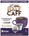 Worlds Best Half Caff Espresso Roast Coffee Pods, 18 Count, KCup Compatible, 100% Arabica, Solar Energy Produced, Dark Roast