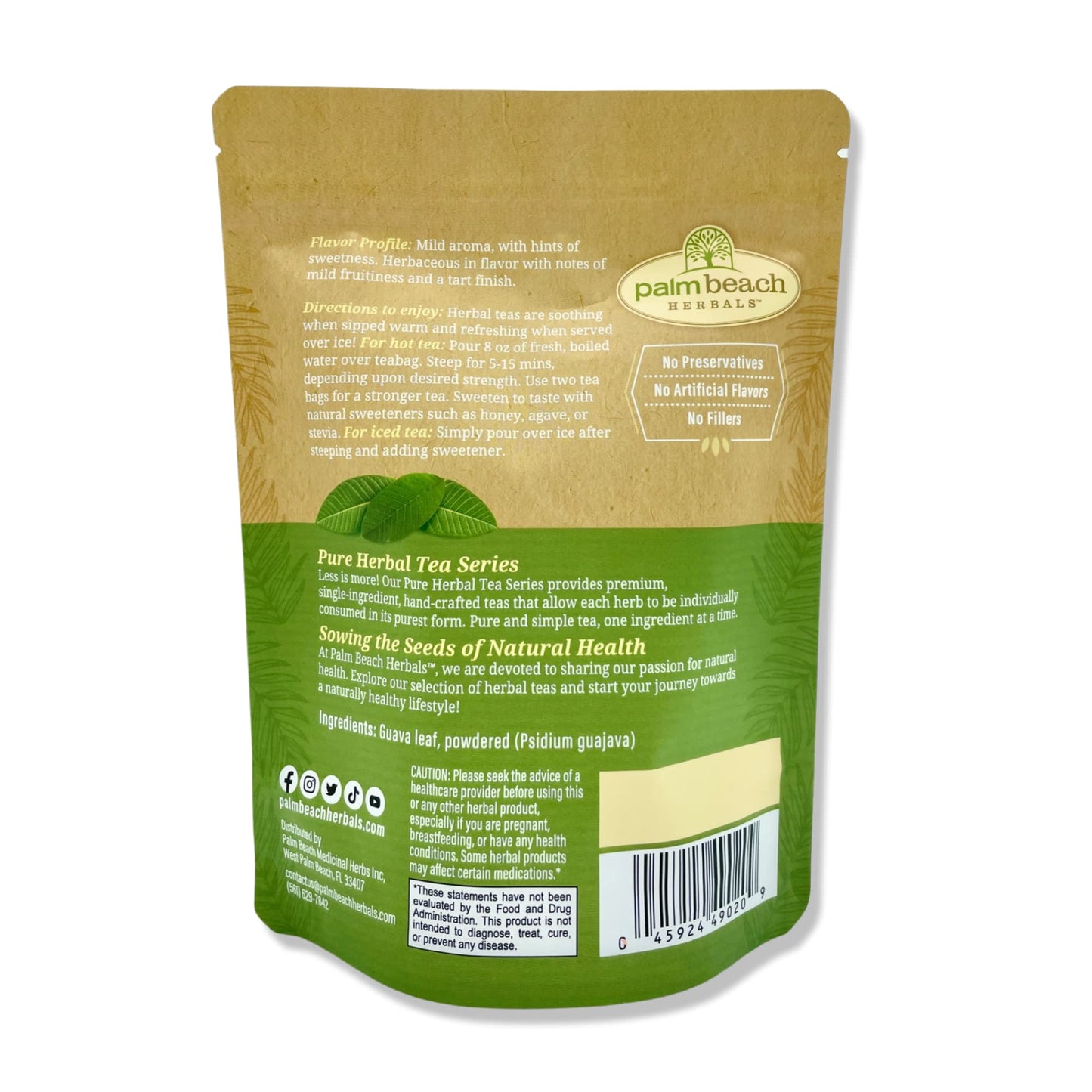 Palm Beach Medicinal Herbs Guava Leaf Tea - Herbal Tea, 30 Count, Pure Herbal Tea Series