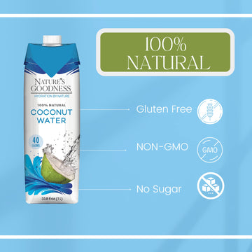 6 Pack Of Nature'S Goodness Coconut Water - 33.82 Fl Oz 1(L) (No Pulp, Sugar Free, Vegan, Hydrating Naturally)