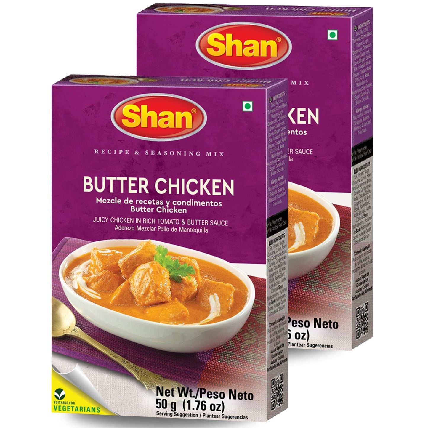 Shan - Butter Chicken Seasoning Mix (50g) - Spice Packets for Chicken in Butter Sauce (Pack of 2)